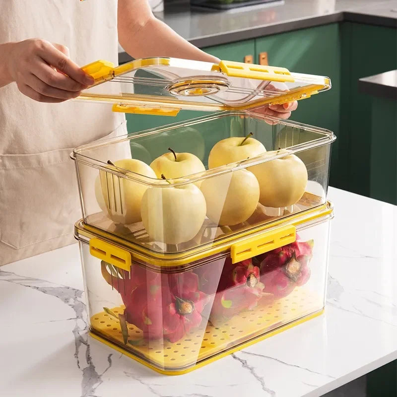 Caixa de Armazenamento com Timer para Geladeira: Geladeira Organizada e Alimentos Frescos.