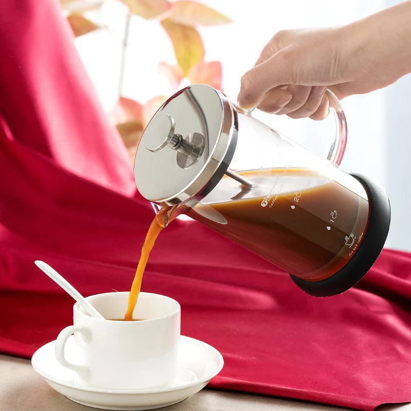 French Press - Prensa Francesa Doméstica para Café com Filtro, Jarra de Vidro Resistente ao Calor para Fazer Café.