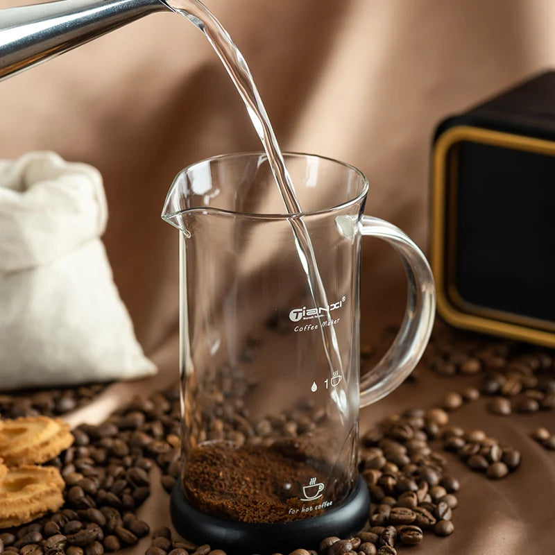 French Press - Prensa Francesa Doméstica para Café com Filtro, Jarra de Vidro Resistente ao Calor para Fazer Café.