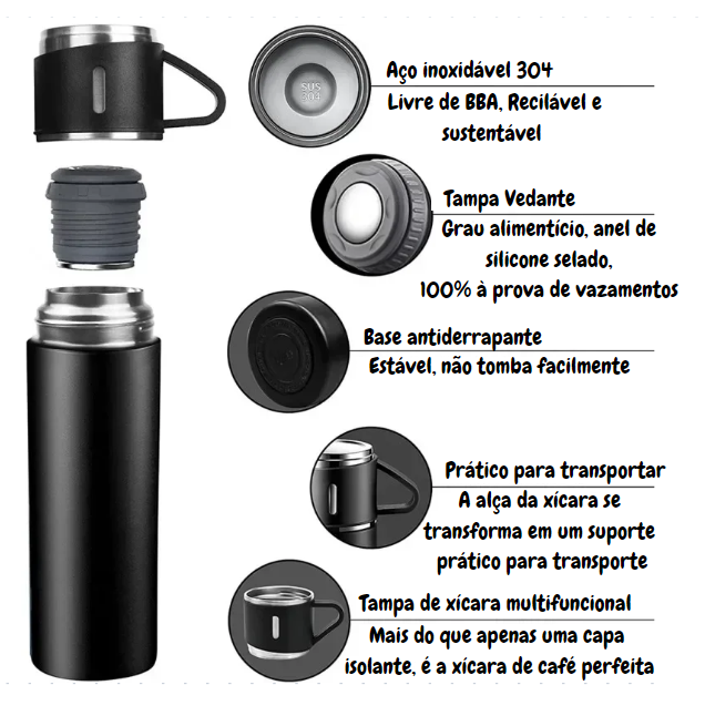 Elegância e Funcionalidade: Conjunto de Garrafa Térmica de Aço Inoxidável para Qualquer Ocasião.